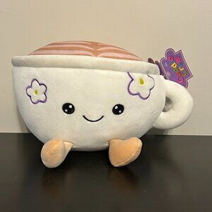 NWT CUDDLE CREW Stuffed Coffee Cup Plush Latte Art NEW